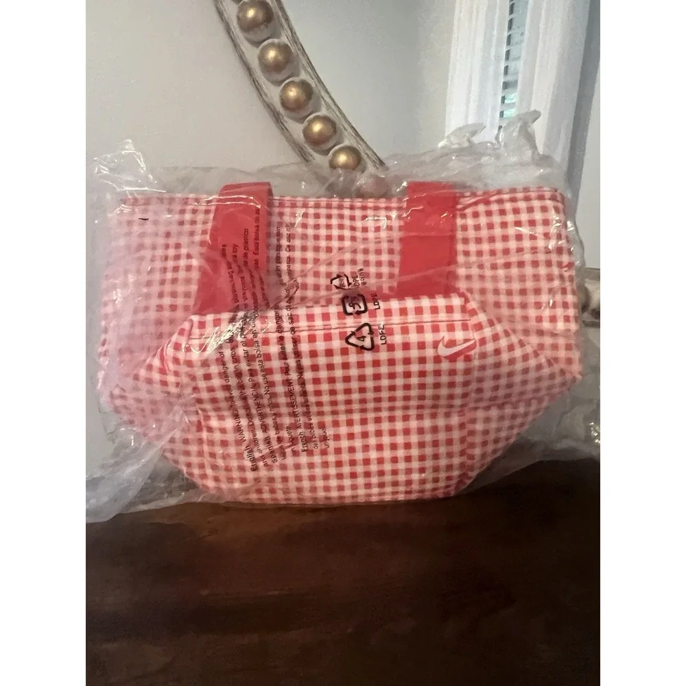 Nike Insulated Lunch Bag 6L Red White Gingham Cooler Tote New With Tags